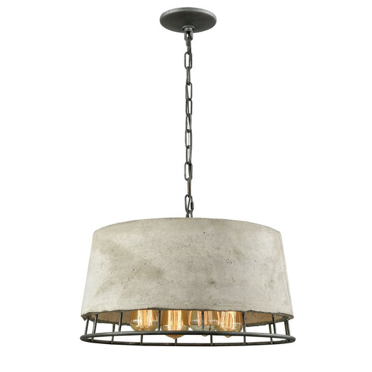 Atlas Lighting Brocca 18in 4-Light Chandelier | Modern Silverdust Iron and Gray Metal | Kitchen Island & Dining Room | Model CL11099-GY