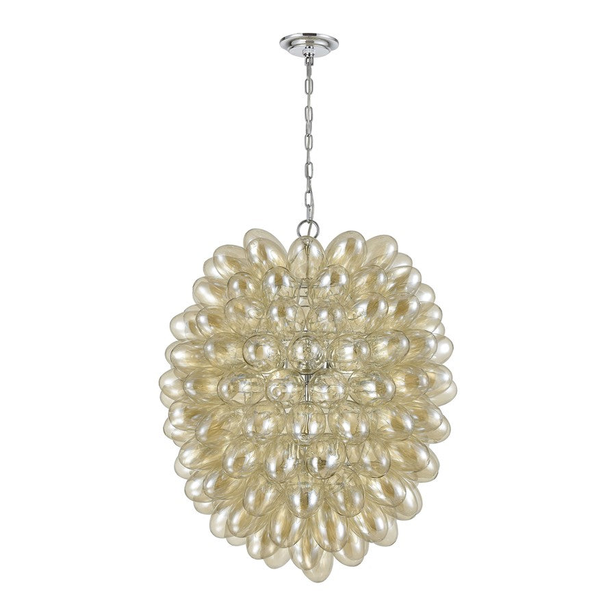 Atlas Lighting Bubble Up 26in 6-Light Chandelier | Modern Coastal Chrome and Amber Glass | Dining Room & Living Room | Model CL11104-CH