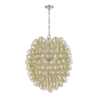 Atlas Lighting Bubble Up 26in 6-Light Chandelier | Modern Coastal Chrome and Amber Glass | Dining Room & Living Room | Model CL11104-CH