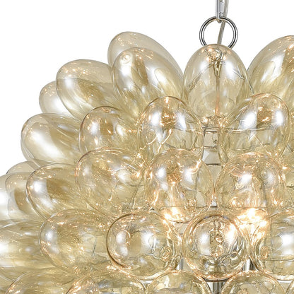 Atlas Lighting Bubble Up 26in 6-Light Chandelier | Modern Coastal Chrome and Amber Glass | Dining Room & Living Room | Model CL11104-CH