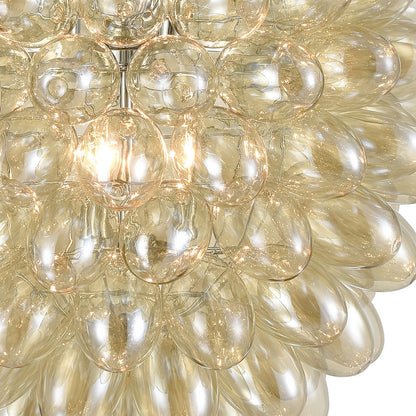 Atlas Lighting Bubble Up 26in 6-Light Chandelier | Modern Coastal Chrome and Amber Glass | Dining Room & Living Room | Model CL11104-CH