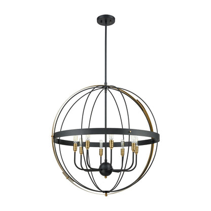 Atlas Lighting Caldwell 32in 8-Light Chandelier | Transitional Matte Black and Satin Brass | Dining Room & Foyer | 32 x 32 x 33 in | Model CL11105-BK