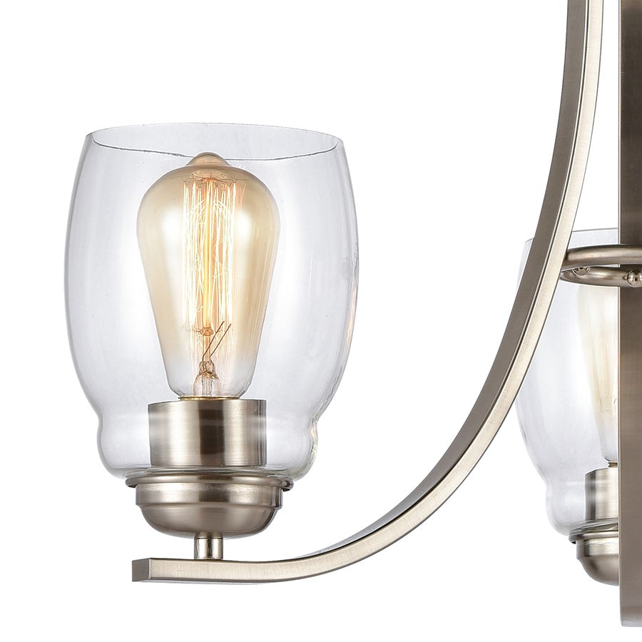 Atlas Lighting Calistoga 23in 3-Light Chandelier | Traditional Brushed Nickel and Clear Glass | Dining Room & Breakfast Nook | Model CL11106-NK