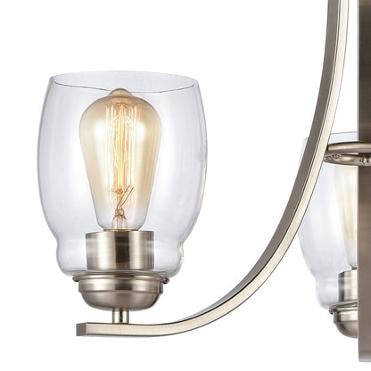 Atlas Lighting Calistoga 23in 3-Light Chandelier | Traditional Brushed Nickel and Clear Glass | Dining Room & Breakfast Nook | Model CL11106-NK