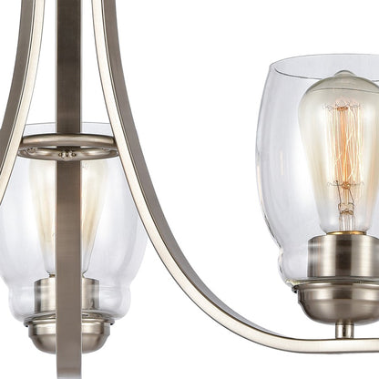 Atlas Lighting Calistoga 23in 3-Light Chandelier | Traditional Brushed Nickel and Clear Glass | Dining Room & Breakfast Nook | Model CL11106-NK