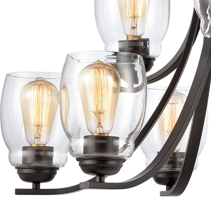 Atlas Lighting Calistoga 30in 9-Light Chandelier | Transitional Oil Rubbed Bronze and Clear Glass | Dining Room & Living Room | Model CL11108-BZ