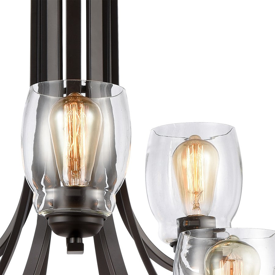 Atlas Lighting Calistoga 30in 9-Light Chandelier | Transitional Oil Rubbed Bronze and Clear Glass | Dining Room & Living Room | Model CL11108-BZ