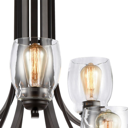 Atlas Lighting Calistoga 30in 9-Light Chandelier | Transitional Oil Rubbed Bronze and Clear Glass | Dining Room & Living Room | Model CL11108-BZ