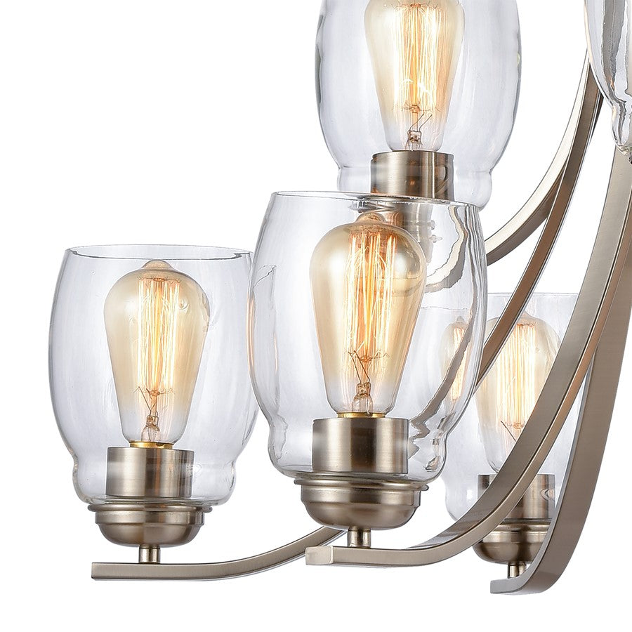 Atlas Lighting Calistoga 30in 9-Light Chandelier | Transitional Brushed Nickel and Clear Glass | Dining Room & Living Room | Model CL11108-NK