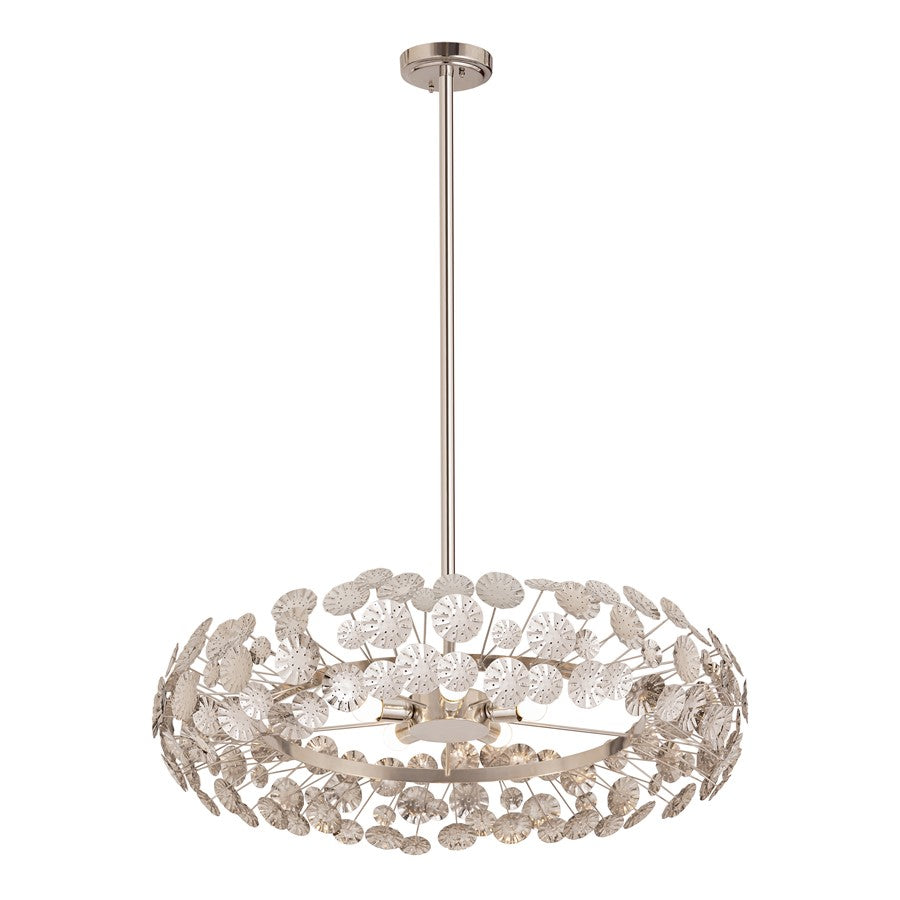 Atlas Lighting Camora 37in 5-Light Chandelier | Transitional Nickel Metal Flower Cluster | Dining Room & Living Room | Model CL11110-NK