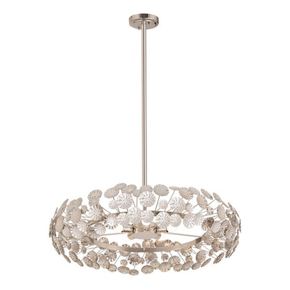 Atlas Lighting Camora 37in 5-Light Chandelier | Transitional Nickel Metal Flower Cluster | Dining Room & Living Room | Model CL11110-NK