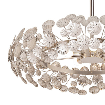 Atlas Lighting Camora 37in 5-Light Chandelier | Transitional Nickel Metal Flower Cluster | Dining Room & Living Room | Model CL11110-NK