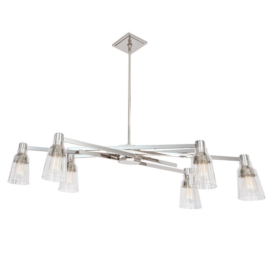 Atlas Lighting Carnival 49.5in 6-Light Chandelier | Modern Polished Nickel and Clear Glass | Kitchen Island & Dining Room | Model CL11111-NK