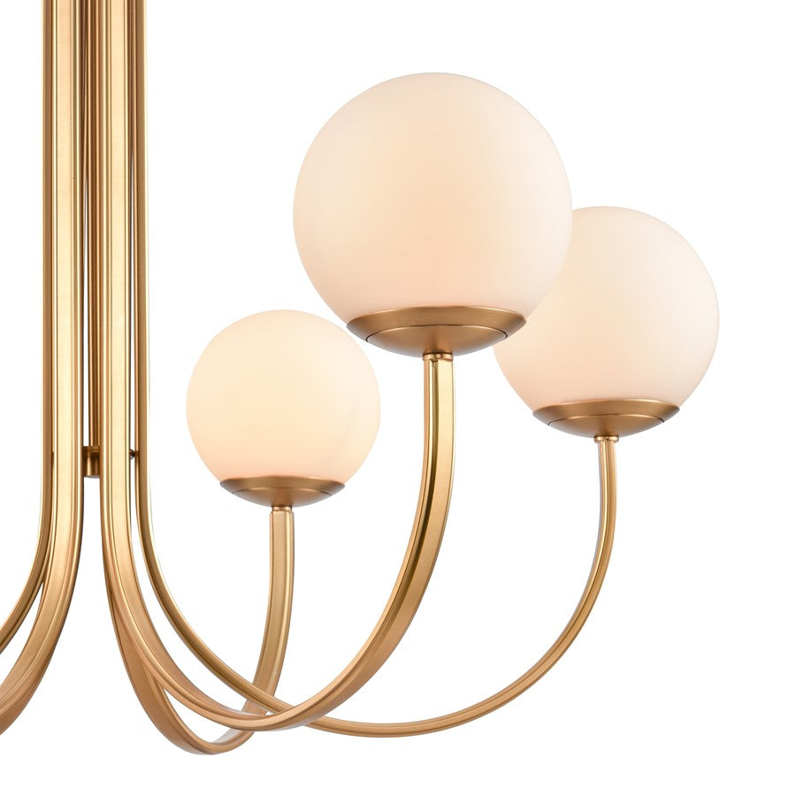Atlas Lighting Caroline 32in 6-Light Chandelier | Modern Brushed Gold and White Glass | Dining Room & Living Room | 32 x 32 x 25 in | Model CL11112-GD