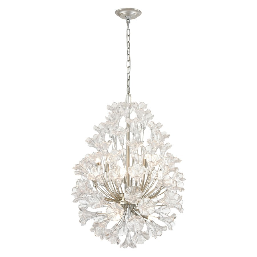 Atlas Lighting Celene 22in 12-Light Chandelier | Traditional Aged Silver and Clear Glass | Dining Room & Living Room | Model CL11120-SV