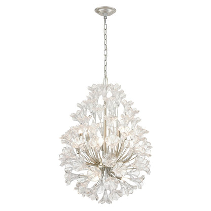 Atlas Lighting Celene 22in 12-Light Chandelier | Traditional Aged Silver and Clear Glass | Dining Room & Living Room | Model CL11120-SV