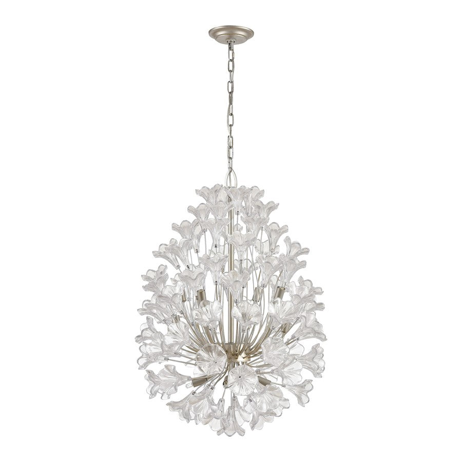 Atlas Lighting Celene 22in 12-Light Chandelier | Traditional Aged Silver and Clear Glass | Dining Room & Living Room | Model CL11120-SV