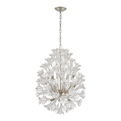 Atlas Lighting Celene 22in 12-Light Chandelier | Traditional Aged Silver and Clear Glass | Dining Room & Living Room | Model CL11120-SV