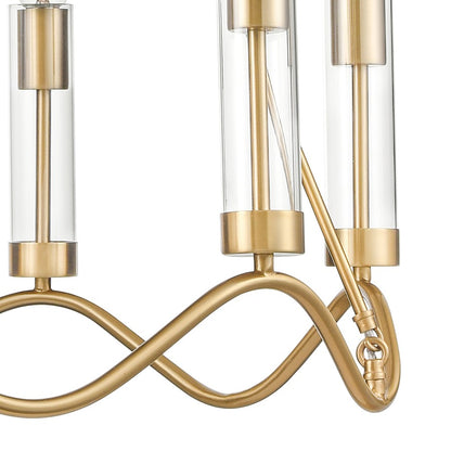 Atlas Lighting Celsius 27in 6-Light Chandelier | Modern Glam Satin Brass and Clear Glass | Dining Room & Living Room | Model CL11121-BS