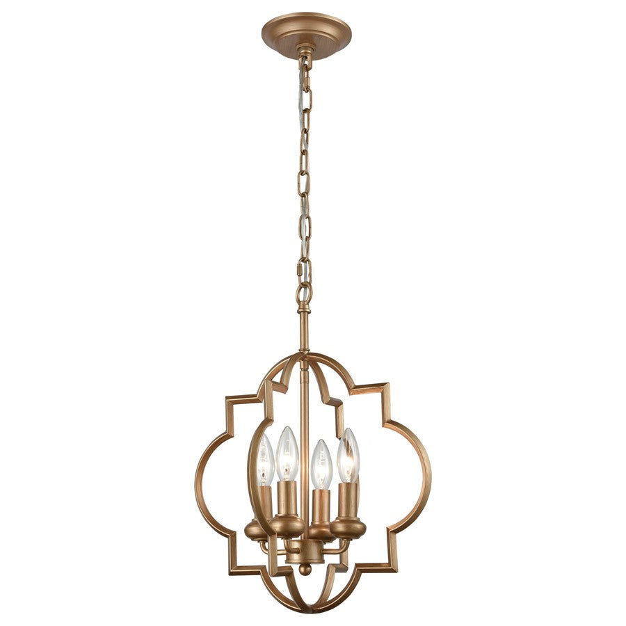 Atlas Lighting Chandette 14in 4-Light Chandelier | Transitional Antique Brass Metal | Dining Room & Living Room | 14 x 14 x 18 in | Model CL11122-BS