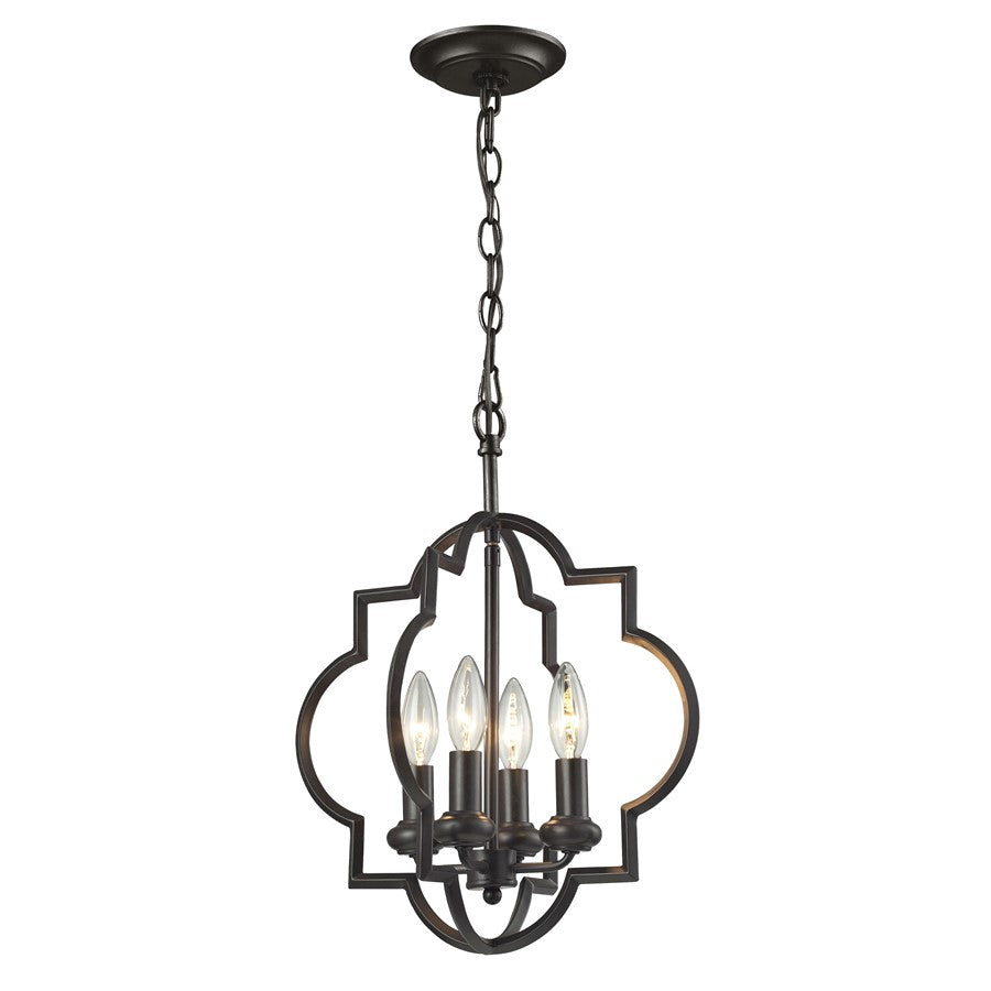 Atlas Lighting Chandette 14in 4-Light Chandelier | Transitional Oil Rubbed Bronze Metal | Dining Room & Living Room | Model CL11122-BZ