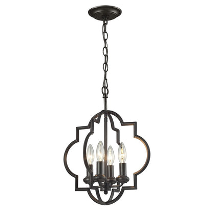 Atlas Lighting Chandette 14in 4-Light Chandelier | Transitional Oil Rubbed Bronze Metal | Dining Room & Living Room | Model CL11122-BZ