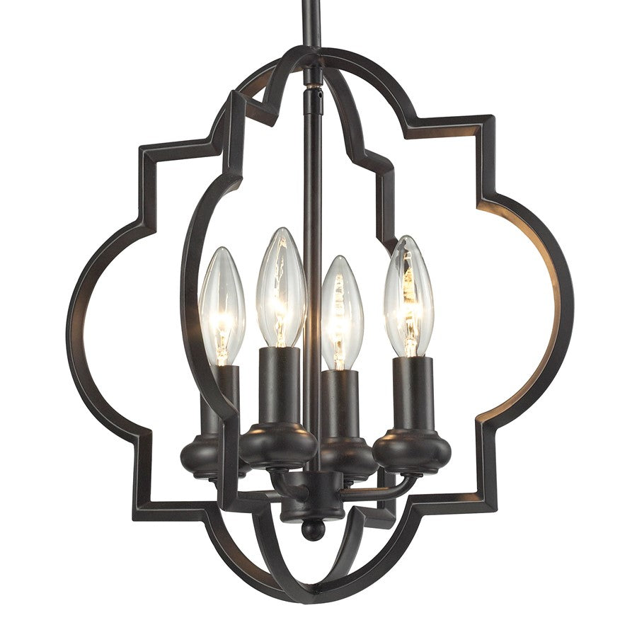 Atlas Lighting Chandette 14in 4-Light Chandelier | Transitional Oil Rubbed Bronze Metal | Dining Room & Living Room | Model CL11122-BZ
