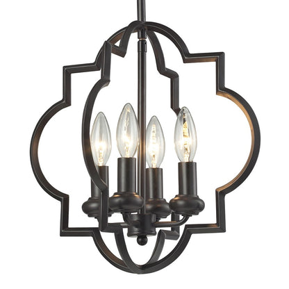 Atlas Lighting Chandette 14in 4-Light Chandelier | Transitional Oil Rubbed Bronze Metal | Dining Room & Living Room | Model CL11122-BZ