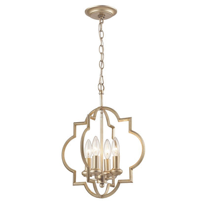 Atlas Lighting Chandette 14in 4-Light Chandelier | Transitional Champagne Gold Metal | Dining Room & Living Room | 14 x 14 x 18 in | Model CL11122-GD