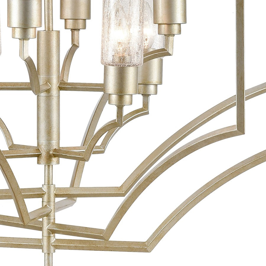 Atlas Lighting Cheswick 36in 8-Light Chandelier | Transitional German Silver Metal & Clear Crackle Glass | Dining Room & Living | Model CL11123-SV