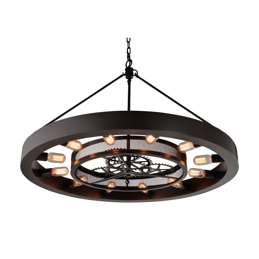 Atlas Lighting Chronology 39in 12-Light Chandelier | Modern Oil Rubbed Bronze Metal | Dining Room & Living Room | 39 x 39 x 25 in | Model CL11124-BZ