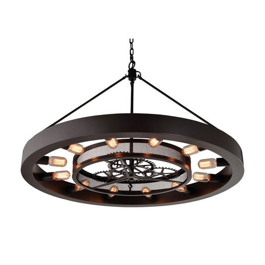 Atlas Lighting Chronology 39in 12-Light Chandelier | Modern Oil Rubbed Bronze Metal | Dining Room & Living Room | 39 x 39 x 25 in | Model CL11124-BZ