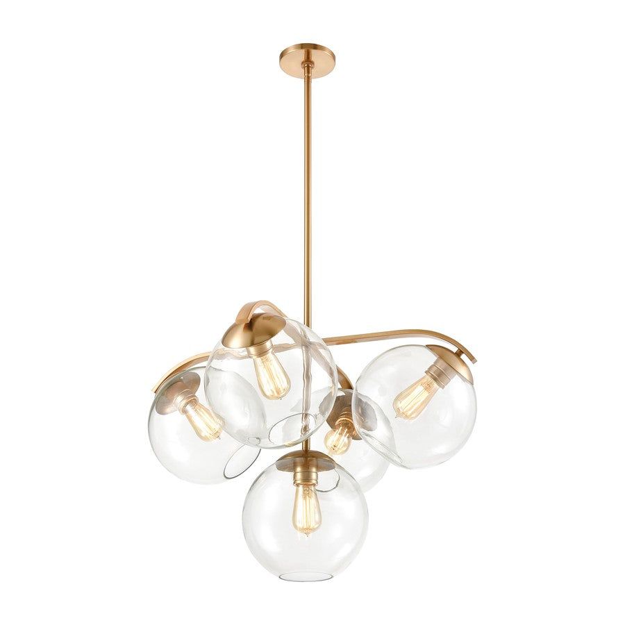 Atlas Lighting Collective 28in 5-Light Chandelier | Modern Satin Brass Metal | Dining Room & Living Room | 28 x 28 x 19 in | Model CL11128-BS