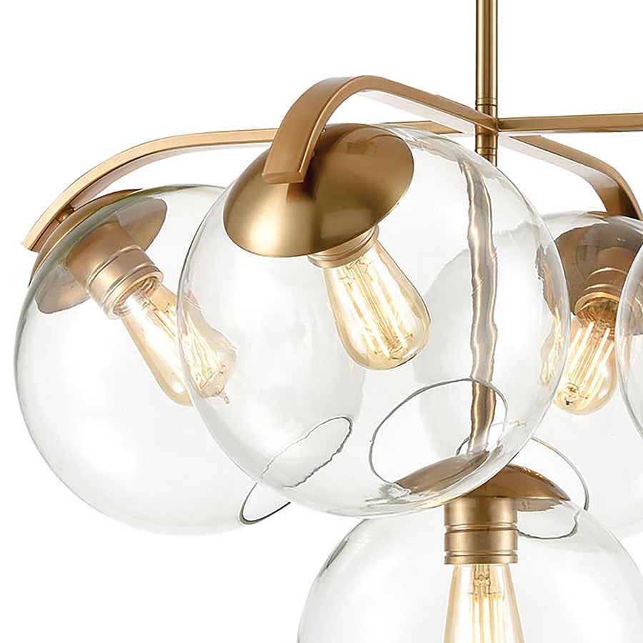 Atlas Lighting Collective 28in 5-Light Chandelier | Modern Satin Brass Metal | Dining Room & Living Room | 28 x 28 x 19 in | Model CL11128-BS