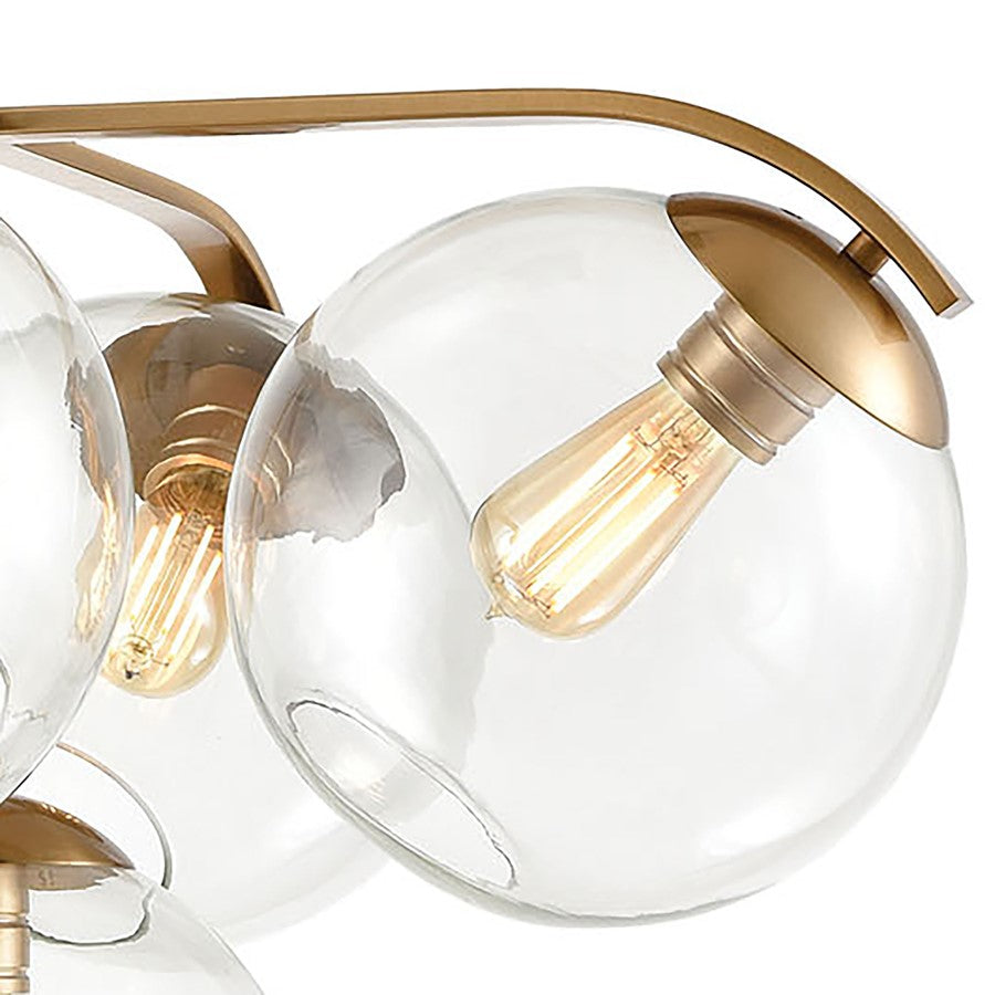 Atlas Lighting Collective 28in 5-Light Chandelier | Modern Satin Brass Metal | Dining Room & Living Room | 28 x 28 x 19 in | Model CL11128-BS