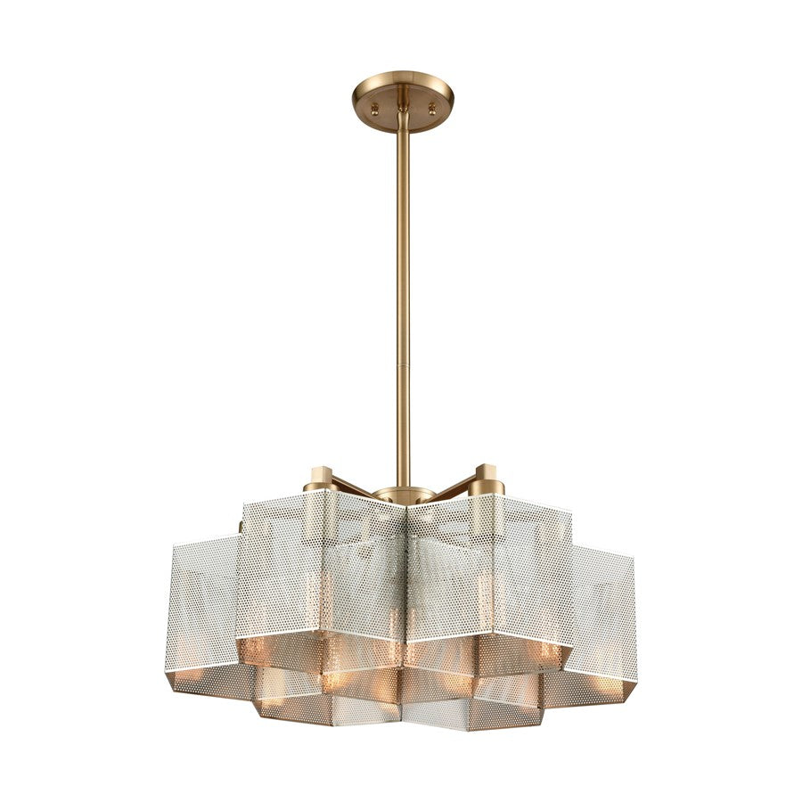 Atlas Lighting Compartir 20in 7-Light Chandelier | Satin Brass and Polished Nickel | Dining Room & Kitchen Island | 20 x 20 x 9 in | Model CL11130-BS