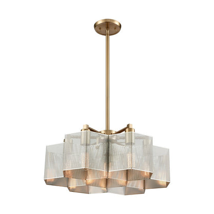 Atlas Lighting Compartir 20in 7-Light Chandelier | Satin Brass and Polished Nickel | Dining Room & Kitchen Island | 20 x 20 x 9 in | Model CL11130-BS