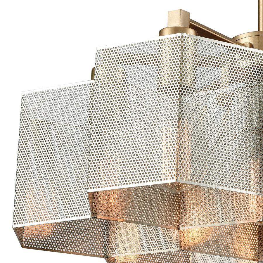 Atlas Lighting Compartir 20in 7-Light Chandelier | Satin Brass and Polished Nickel | Dining Room & Kitchen Island | 20 x 20 x 9 in | Model CL11130-BS