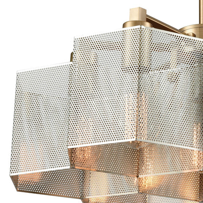 Atlas Lighting Compartir 20in 7-Light Chandelier | Satin Brass and Polished Nickel | Dining Room & Kitchen Island | 20 x 20 x 9 in | Model CL11130-BS