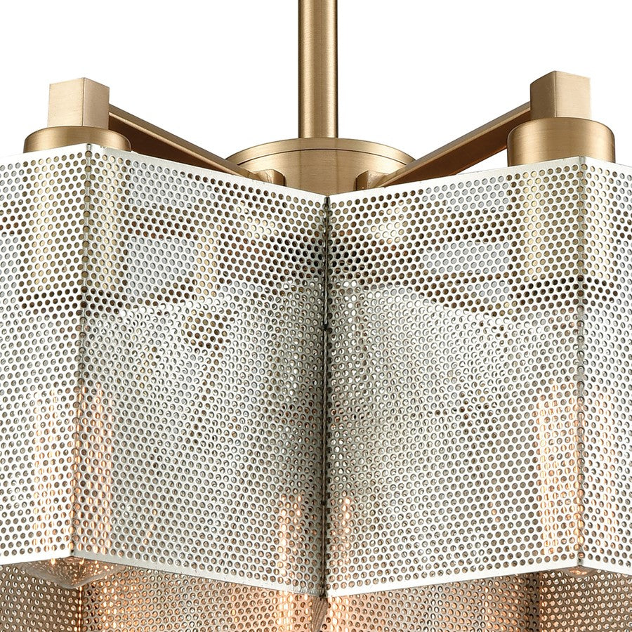 Atlas Lighting Compartir 20in 7-Light Chandelier | Satin Brass and Polished Nickel | Dining Room & Kitchen Island | 20 x 20 x 9 in | Model CL11130-BS
