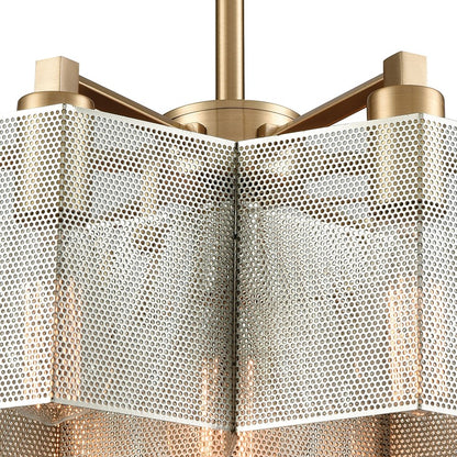 Atlas Lighting Compartir 20in 7-Light Chandelier | Satin Brass and Polished Nickel | Dining Room & Kitchen Island | 20 x 20 x 9 in | Model CL11130-BS
