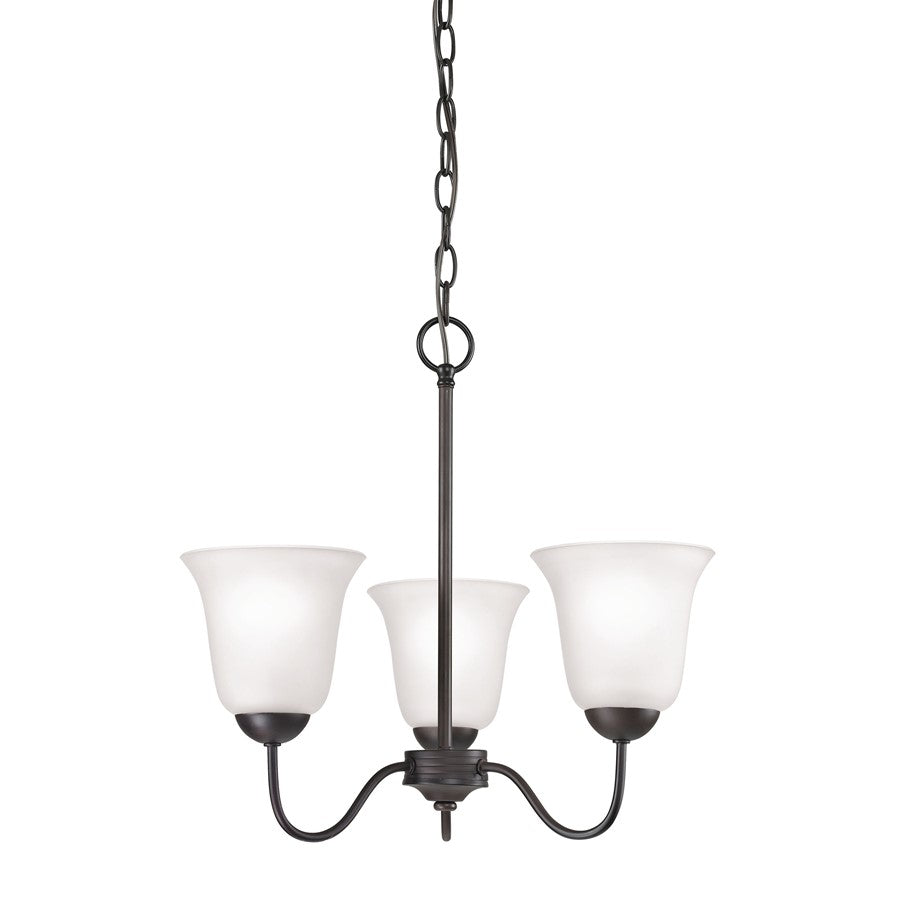 Atlas Lighting Conway 19in 3-Light Chandelier | Traditional Oil Rubbed Bronze and White Frosted Glass | Dining Room & Kitchen | Model CL11134-BZ