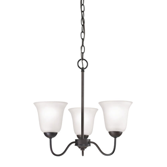 Atlas Lighting Conway 19in 3-Light Chandelier | Traditional Oil Rubbed Bronze and White Frosted Glass | Dining Room & Kitchen | Model CL11134-BZ