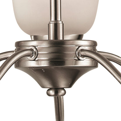 Atlas Lighting Conway 26in 5-Light Chandelier | Traditional Brushed Nickel and White Frosted Glass | Dining Room & Living Room | Model CL11135-NK