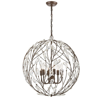 Atlas Lighting Crislett 25in 6-Light Chandelier | Transitional Sunglow Bronze and Clear Crystal | Dining Room & Living Room | Model CL11138-BZ