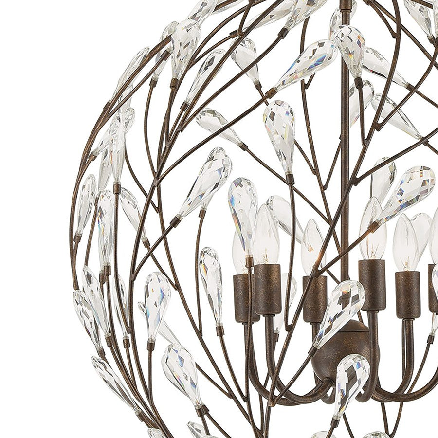 Atlas Lighting Crislett 25in 6-Light Chandelier | Transitional Sunglow Bronze and Clear Crystal | Dining Room & Living Room | Model CL11138-BZ