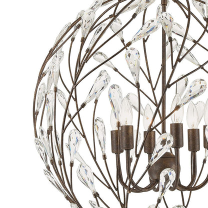 Atlas Lighting Crislett 25in 6-Light Chandelier | Transitional Sunglow Bronze and Clear Crystal | Dining Room & Living Room | Model CL11138-BZ