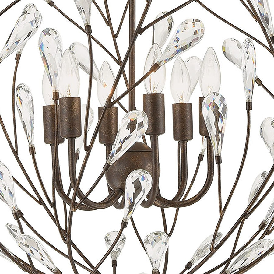 Atlas Lighting Crislett 25in 6-Light Chandelier | Transitional Sunglow Bronze and Clear Crystal | Dining Room & Living Room | Model CL11138-BZ