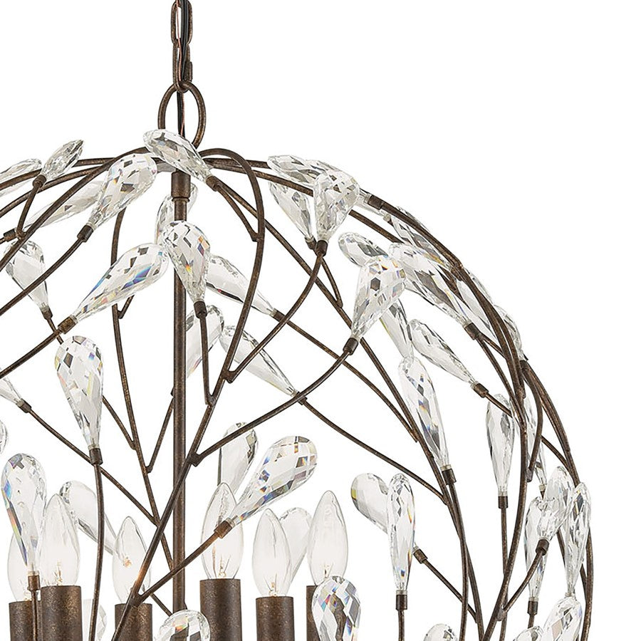 Atlas Lighting Crislett 25in 6-Light Chandelier | Transitional Sunglow Bronze and Clear Crystal | Dining Room & Living Room | Model CL11138-BZ