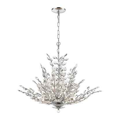 Atlas Lighting Crystique 30in 9-Light Chandelier | Traditional Polished Chrome and Clear Crystal | Dining Room & Living Room | Model CL11142-CH